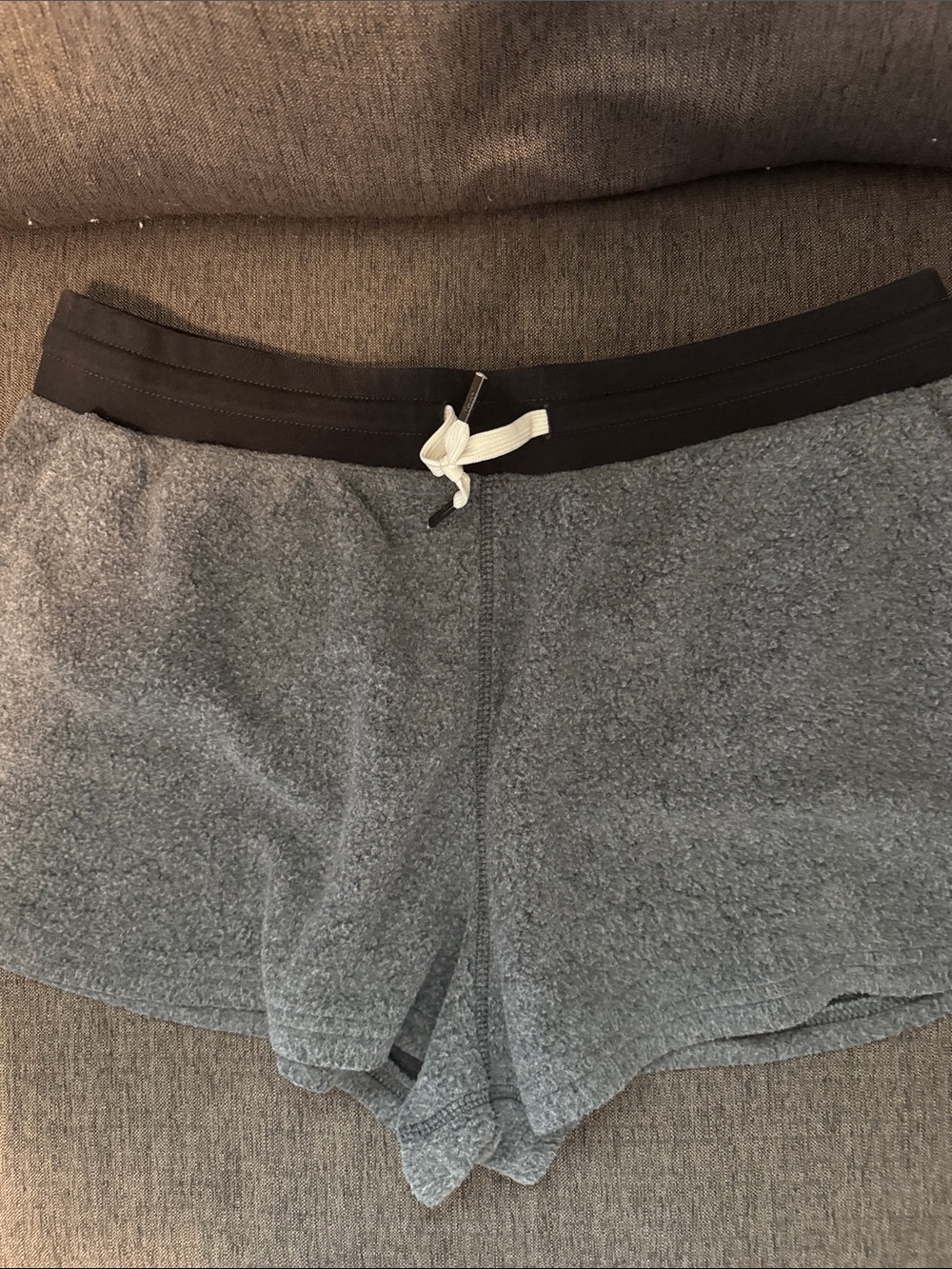 Cozy Gray Fleece Athletic Shorts with Black Waistband